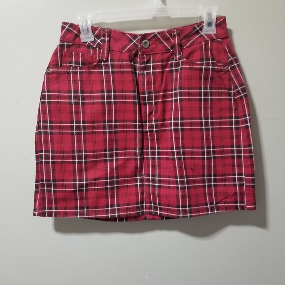 Arizona Jean Co Plaid Cotton Mini Skirt Red Women's 5 - Picture 1 of 7
